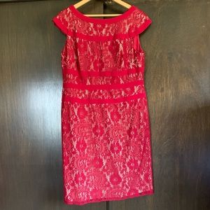 Adrianna Papell Red Lace Dress
